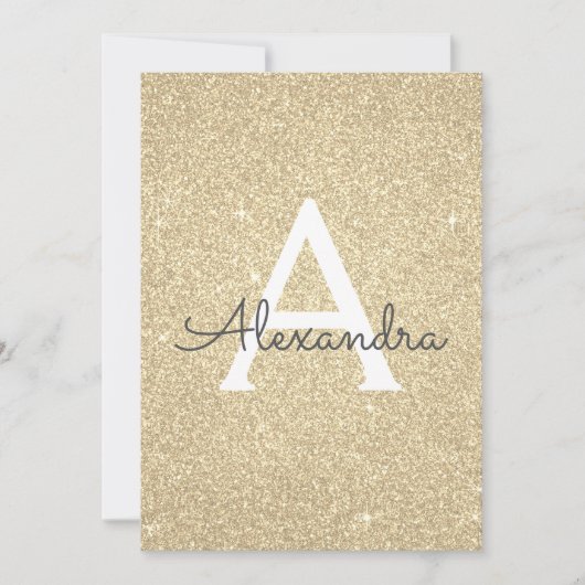 Gold Sparkle Glitter Doopuitnodiging Kaart (Voorkant)