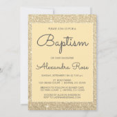 Gold Sparkle Glitter Doopuitnodiging Kaart (Achterkant)