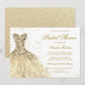 Gold Sparkle Glitter Dress Vrijgezellenfeest Kaart (Voorkant / Achterkant)