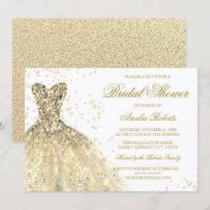 Gold Sparkle Glitter Dress Vrijgezellenfeest Kaart