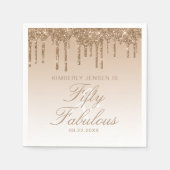 Gold Sparkle Glitter Drip 50 en Fabulous Birthday Servet (Voorkant)