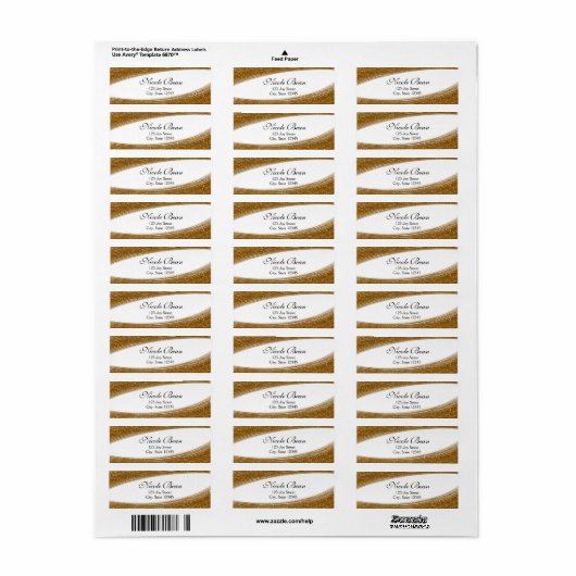Gold Sparkle Glitter en White Custom Adresetikette Etiket (Full Sheet)