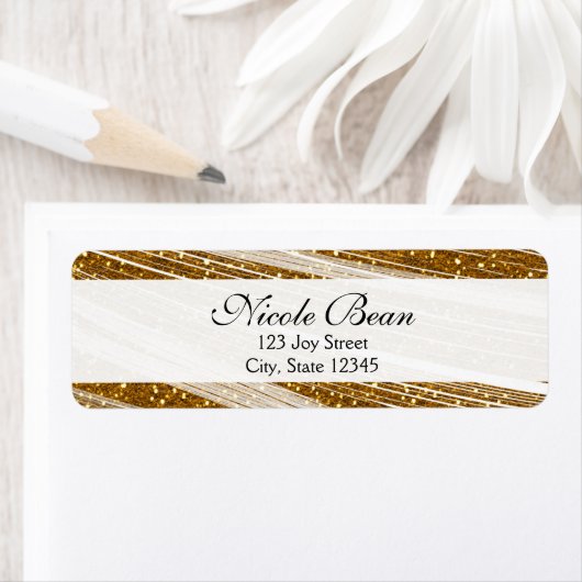 Gold Sparkle Glitter en White Custom Adresetikette Etiket (Insitu)