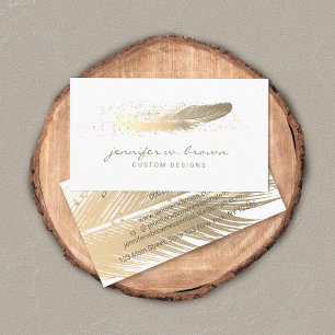 Gold Sparkle Glitter Feather Design for Events en Visitekaartje
