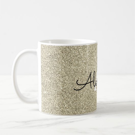 Gold Sparkle Glitter Monogram Naam en Initiaal Koffiemok (Links)
