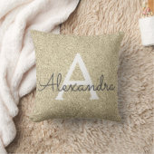 Gold Sparkle Glitter Monogram Naam en Initiaal Kussen (Deken)