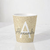 Gold Sparkle Glitter Monogram Naam en Initiaal Latte Mok