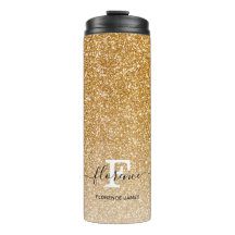 Gold Sparkle Glitter Ombre Girly Monogram Naam