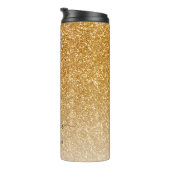 Gold Sparkle Glitter Ombre Girly Monogram Naam Thermosbeker (Geroteerd rechts)