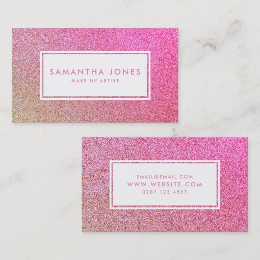 Gold Sparkle Glitter Pink Girly maakt kunstenaar Visitekaartje (Voorkant / Achterkant)
