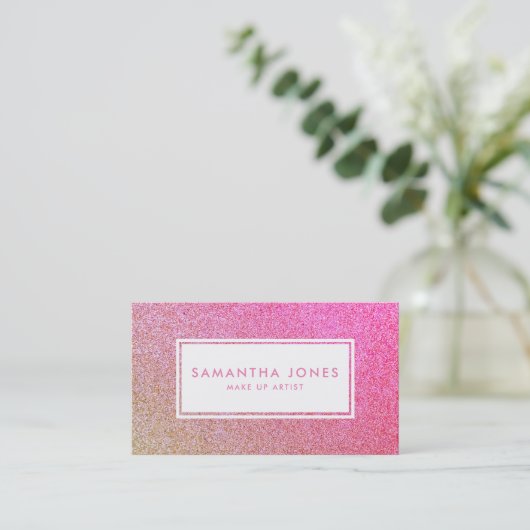 Gold Sparkle Glitter Pink Girly maakt kunstenaar Visitekaartje (Staand voorkant)