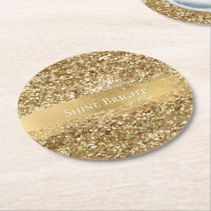 Gold Sparkle Glitter       Ronde Kartonnen Onderzetter
