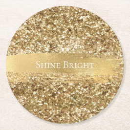 Gold Sparkle Glitter       Ronde Kartonnen Onderzetter
