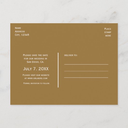 Gold Sparkle Glitter White Save the Date Briefkaar Aankondigingskaart (Achterkant)