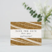 Gold Sparkle Glitter White Save the Date Briefkaar Aankondigingskaart (Staand voorkant)