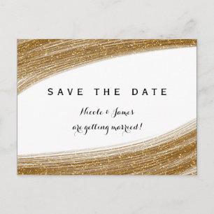 Gold Sparkle Glitter White Save the Date Briefkaar Aankondigingskaart