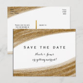 Gold Sparkle Glitter White Save the Date Briefkaar Aankondigingskaart (Voorkant / Achterkant)