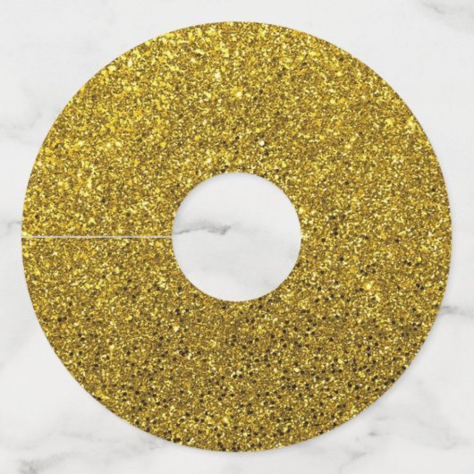 Gold Sparkle Glitter Wijnglaslabel (Voorkant)