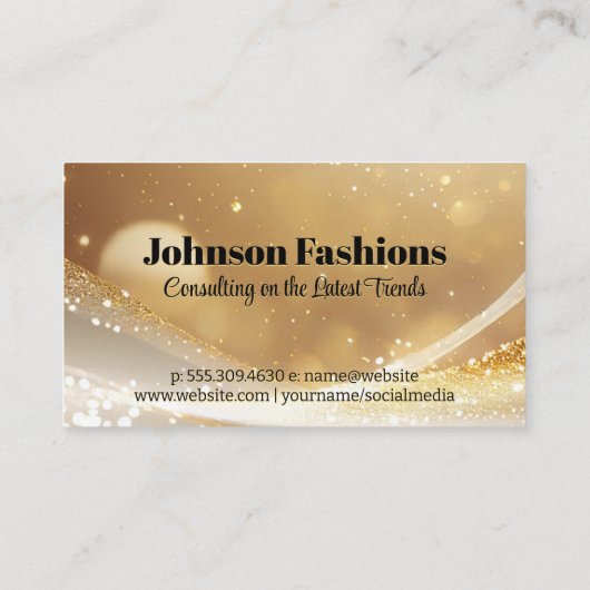 Gold Sparkle Glow en Dust Visitekaartje (Achterkant)
