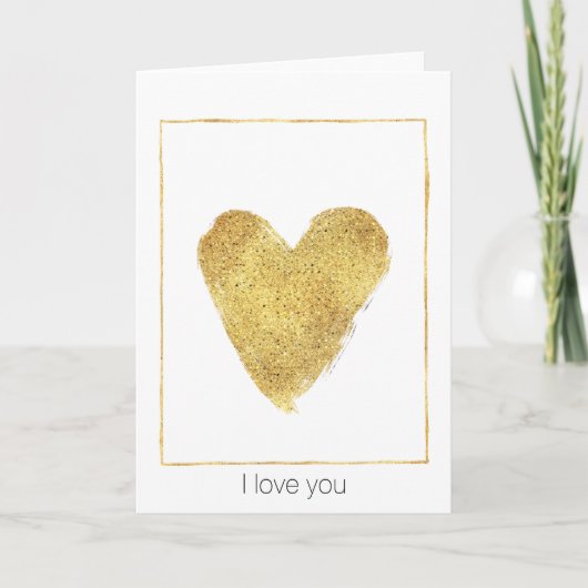 Gold Sparkle Heart Kaart (Voorkant)