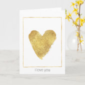 Gold Sparkle Heart Kaart (Gele Bloem)