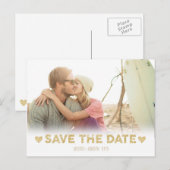 Gold Sparkle Hearts Save the Date Briefkaart (Voorkant / Achterkant)