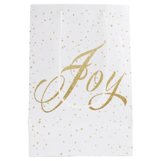 Gold Sparkle Joy-kerstcadeau Medium Cadeauzakje (Achterkant)