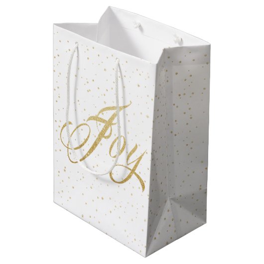 Gold Sparkle Joy-kerstcadeau Medium Cadeauzakje (Achterkant Gekanteld)