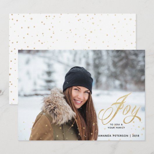Gold Sparkle Joy-kerstfotokaarten Feestdagenkaart (Voorkant / Achterkant)