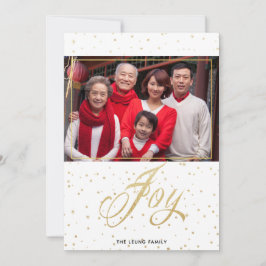 Gold Sparkle Joy-kerstfotokaarten Feestdagenkaart