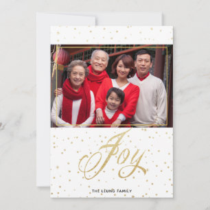 Gold Sparkle Joy-kerstfotokaarten Feestdagenkaart