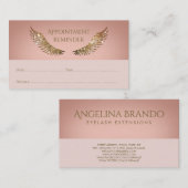 Gold Sparkle Lashes Afspraak Herinnering Roze Visitekaartje (Voorkant / Achterkant)