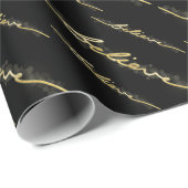 Gold Sparkle look Bokeh Believe Kerstmis Cadeaupapier (Rol Hoek)