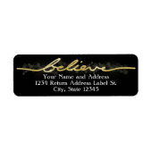 Gold Sparkle look Bokeh Believe Kerstmis Etiket (Voorkant)