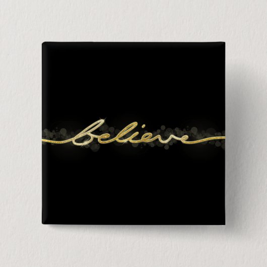 Gold Sparkle look Bokeh Believe Kerstmis Vierkante Button 5,1 Cm (Voorkant)