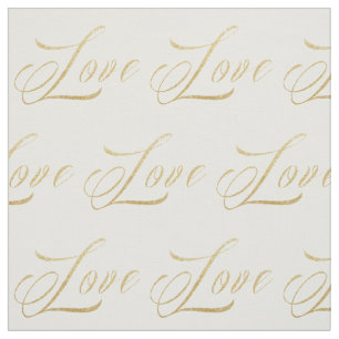 Gold Sparkle Love Fabric Stof