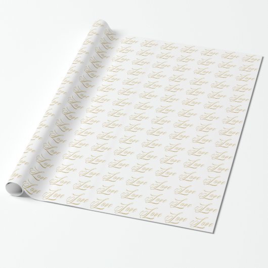 Gold Sparkle Love Gift Wrap Cadeaupapier (Uitgerold)