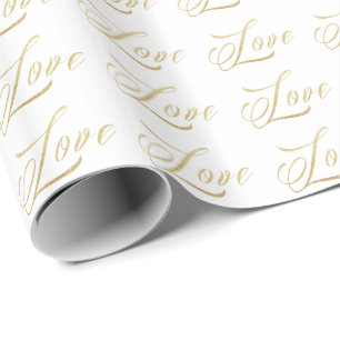 Gold Sparkle Love Gift Wrap Cadeaupapier