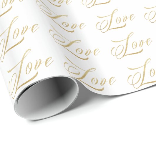 Gold Sparkle Love Gift Wrap Cadeaupapier (Rol Hoek)