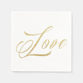 Gold Sparkle Love Weddenpapier Napkins Set Servetten (Voorkant)