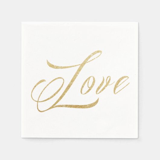 Gold Sparkle Love Weddenpapier Napkins Set Servetten (Voorkant)