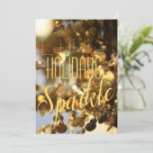 Gold Sparkle Modern Classic Photo Holiday Card Feestdagenkaart (Staand voorkant)
