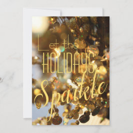 Gold Sparkle Modern Classic Photo Holiday Card Feestdagenkaart