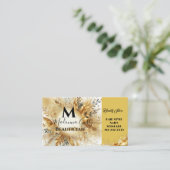Gold Sparkle Monogram Floral Beauty Professional Visitekaartje (Staand voorkant)