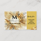 Gold Sparkle Monogram Floral Beauty Professional Visitekaartje (Voorkant)