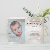 Gold Sparkle Photo Baby Baptisme Christening Kaart (Staand voorkant)