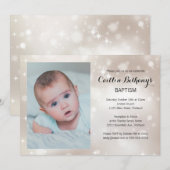 Gold Sparkle Photo Baby Baptisme Christening Kaart (Voorkant / Achterkant)