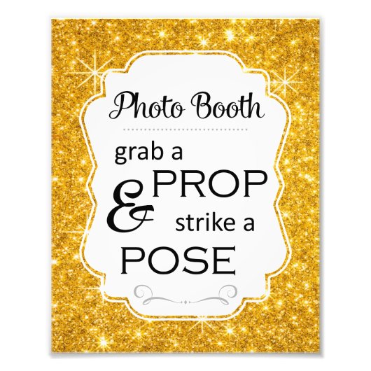 Gold Sparkle Photo Booth Vrijgezellenfeest Wedding Foto Afdruk (Voorkant)
