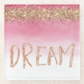 Gold Sparkle Pink Ombre Glitter Dream Glazen Onderzetter (Voorkant)