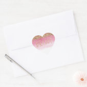 Gold Sparkle Pink Ombre Glitter Dream   Hart Sticker (Envelop)